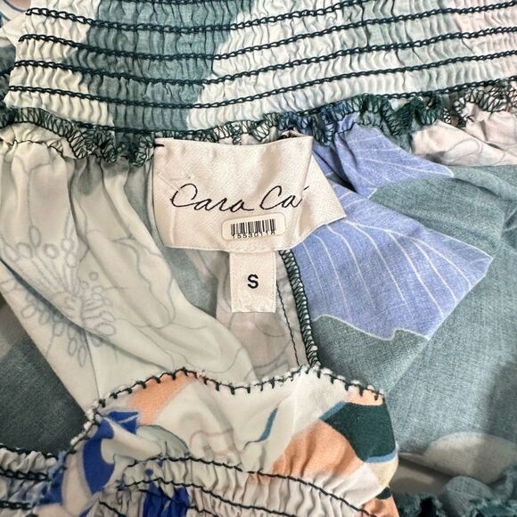 Cara Cara Zinnia Green Floral Off the Shoulder Midi Dress| Size 6 - Picture 10 of 11